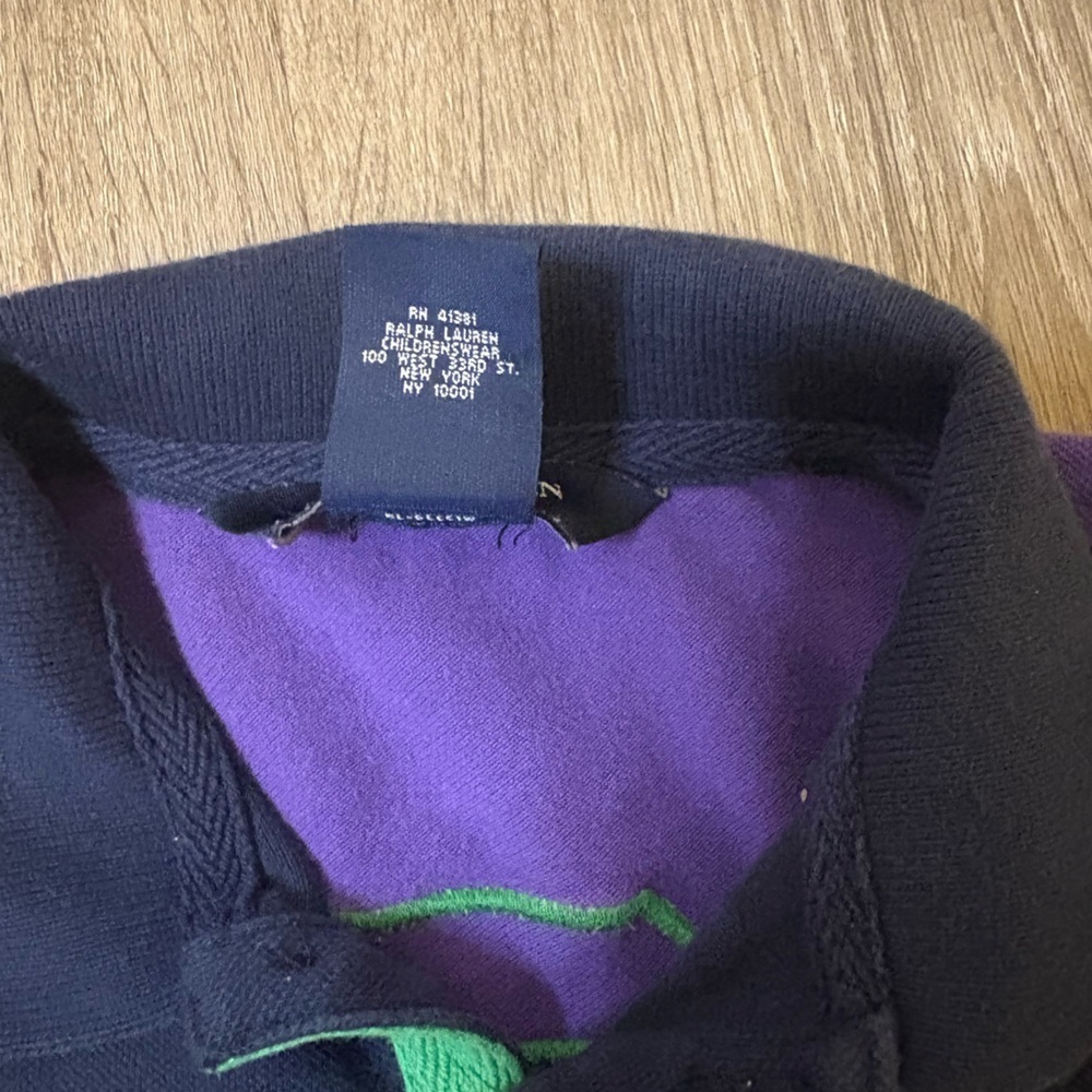 Ralph Lauren Kids Polo Dress in Navy & Purple Sz 4T Preppy Colorblock Rugby GUC - Picture 4 of 6